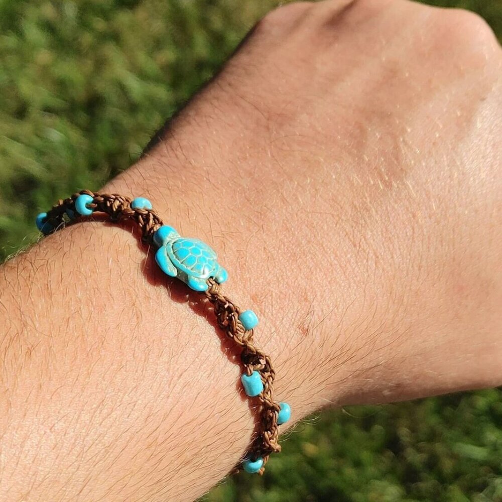 Natural Turquoise Sea Turtle Beaded Bracelet